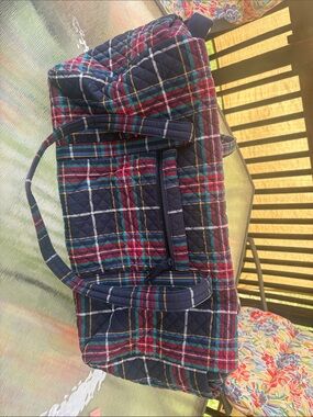Vera Bradley Quilted Plaid Duffel Bag - Navy, Red & Teal